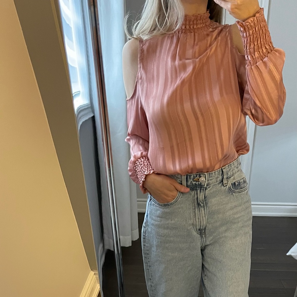 Blush Pink Cold Shoulder Blouse